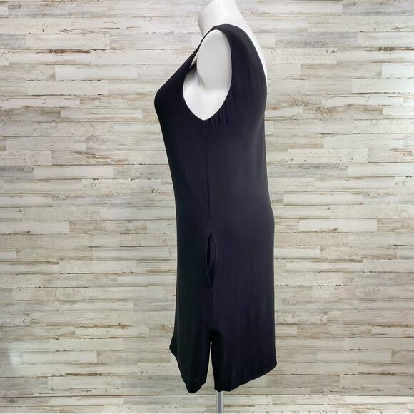 L'Agence Crepe Shift Dress Womens Size 8 Black Pockets V-Neck & Back Side Slits - Picture 6 of 14